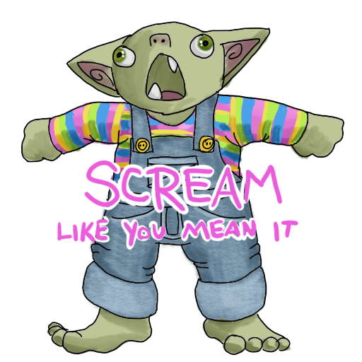 a screaming goblin with her catchphrase captioned on.
