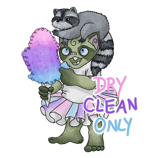 a goblin and a raccoon sharing cotton candy, with their catchphrase captioned on.