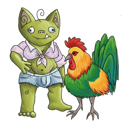 a rooster and a goblin