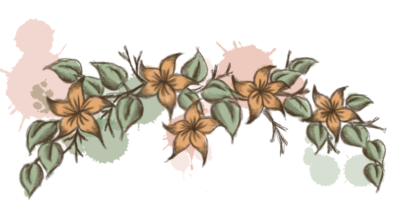 a curling vine with orange lilies, used as a page divider.