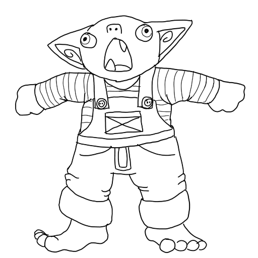 line art of a screaming goblin