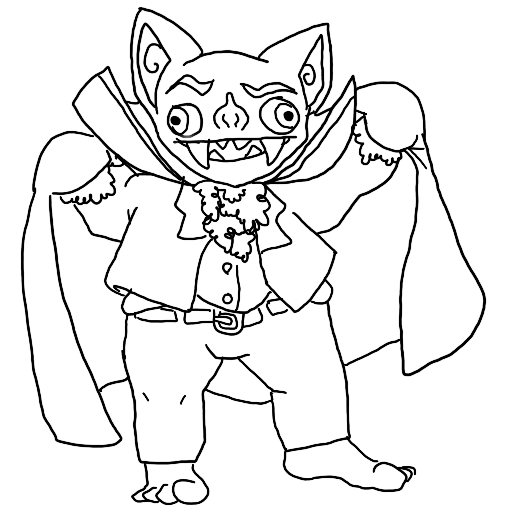 line art of a goblin dressed as dracula