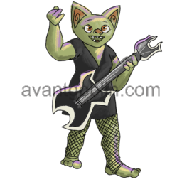 a sticker of a rockstar goblin in a leather dress and fishnets