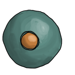 a clay ball with a smaller ball set into it