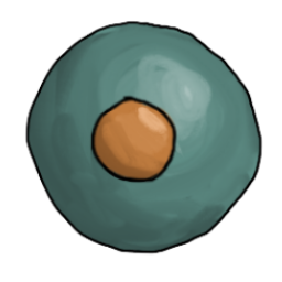 a clay ball with the smaller ball smoothed out, making a clean dot