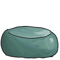 a clay ball, mashed a bit flat