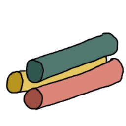 three clay coils in three different colors
