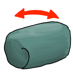 a piece of clay being rolled into a coil, with an arrow