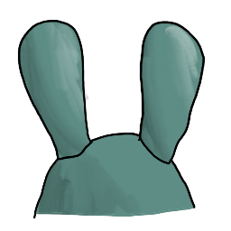 a clay bean with BIG bunny ears