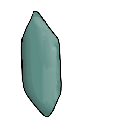 a small flat sweep potato shaped bit of clay pressed flat