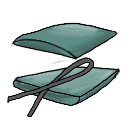 a piece of wire set between the two slices