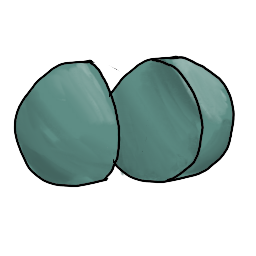 two half-spheres of clay