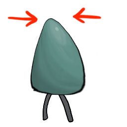 a round ear being pinched into a point