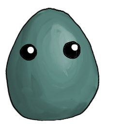a clay bean with simple beady eyes