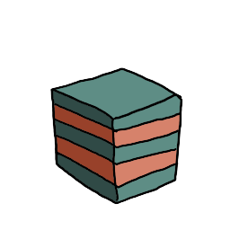 a striped chunk of clay that has been trimmed into a square