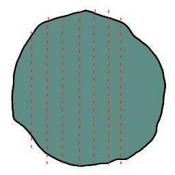 a flat piece of clay from the top, with lines indicating slicing it into strips.