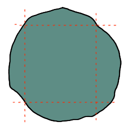 a flat piece of clay from the top, with lines indicating trimming it into a square.