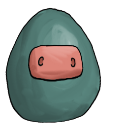 a clay bean with a fat, wide, cow sort of nose