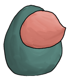 a clay bean with a differently colored face with a pointy little nose