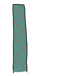 a strip of clay with back-and-forth diagonal cut guides on it, forming triangles