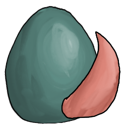 a clay bean with a fluffy wagging tail sticking out