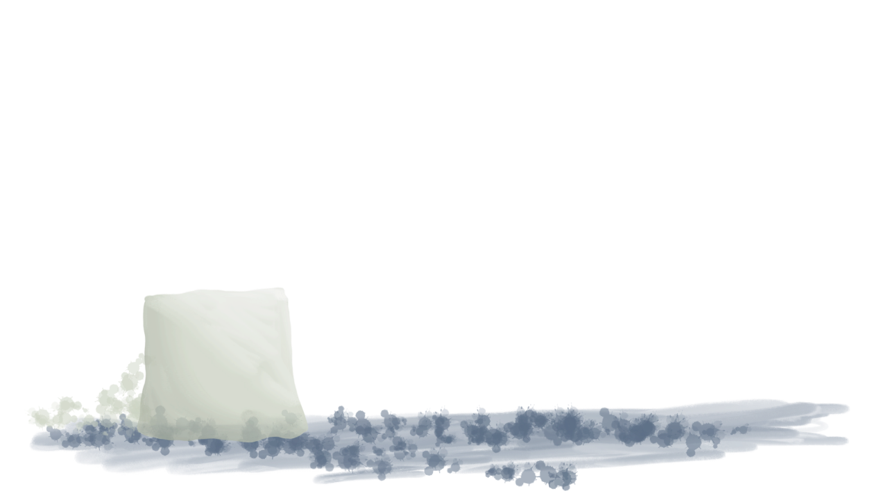 a very small gelatinous cube, pictured on a barely-implied surface.