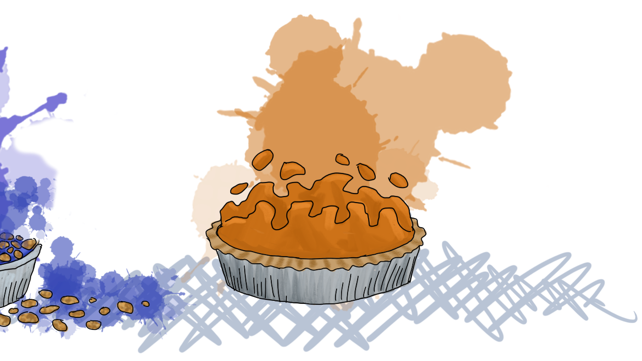 a pumpkin pie going SPLAT. Unclear if this could be called an "explosion" but there is damage