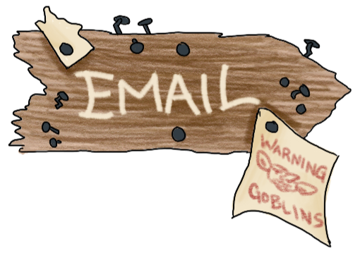 Email - printed on a wooden sign