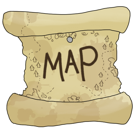 "MAP," on a partially unrolled paper map.